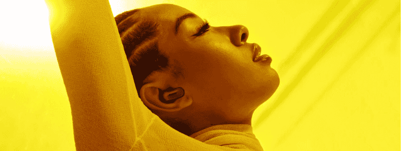 The Bose Quietcomfort Ultra earbuds being worn