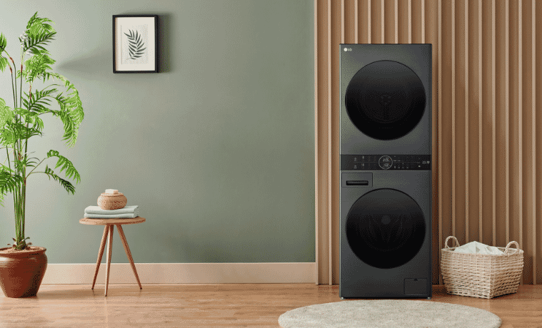 New small LG WashTower in all black. 